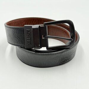 Matrix Reversible Black Brown Faux Leather Belt Size 32 Black Buckle Dress Work